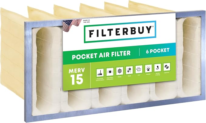 Filterbuy 12x24x12 6-Pocket Air Filter MERV 15 HVAC Replacement by Filterbuy