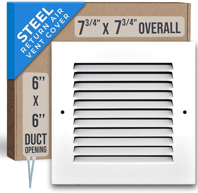 Fits 6x6 Duct Opening | Steel Return Air Grille by Handua | Vent Cover Grill by Handua