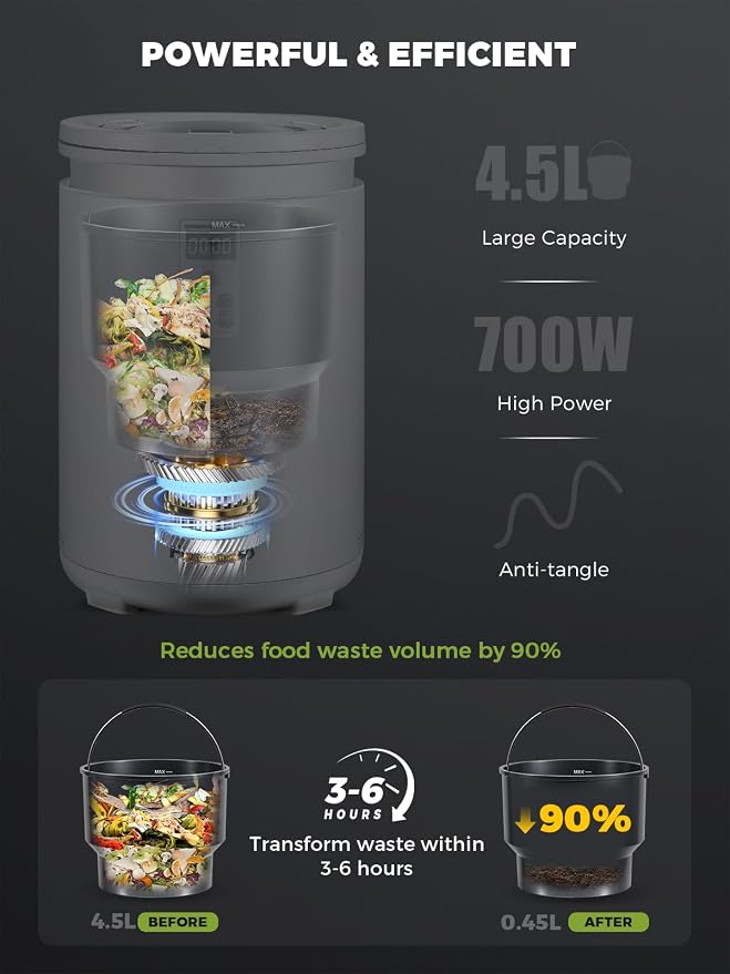 Electric Composter for Kitchen Smart Odorless Countertop Compost Bin Machine - Image 3