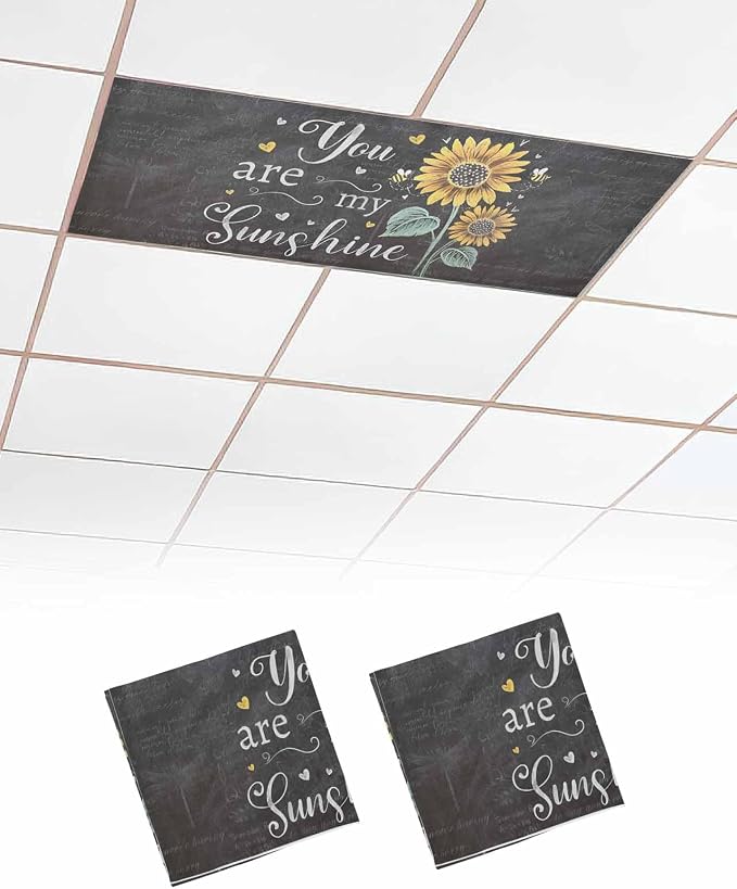 2 Pack Retro Sunflower Fluorescent Light Covers You are My Sunshine Yellow by Unknown