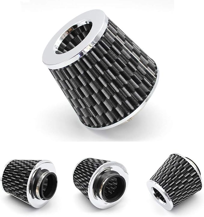Universal Clamp-On Cold Intake Cone Air Filter 3", Washable Filter, High Flow by AotoKoop