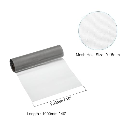 PATIKIL 40" L x 10" W Woven Wire Mesh, 100 Mesh 316L Stainless Steel Air Vent - Image 2