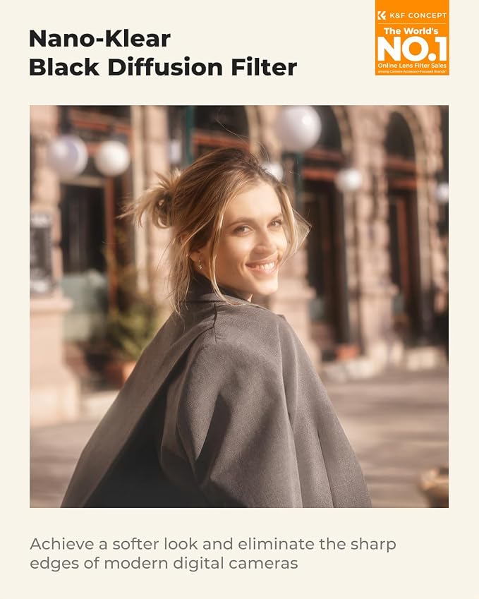 K&F CONCEPT 72mm Black Diffusion 1/2 Filter Mist Cinematic Effect Filter - Image 2