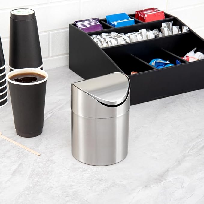 Restaurantware RW Clean 0.4 Gallon Countertop Garbage Can 1 Compact Mini Trash - Image 3