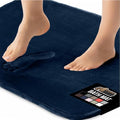 GORILLA GRIP Memory Foam Bath Rugs, Soft Absorbent Velvet Bathroom Mats, Durable Dots on Underside, Machine Washable Bathmat, Carpet Rug Room Decor for Shower Floor, 60x24 Mat, Navy Blue