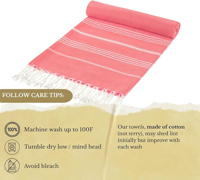 SOULMARK 100% Cotton Turkish Beach Towel with Bag - 38"x71" - 6 Pack - Made in Green & Oeko TEX Certified - Pre-Washed & Sand Free - Quick Dry and Lightweight for Travel - Made in Turkey - Salmon Red