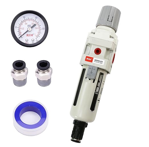 RIH 3/8"NPT Auto Drain Air Filter Pressure Regulator Combo Piggyback, 5 Micron by RIHRightPneumatic