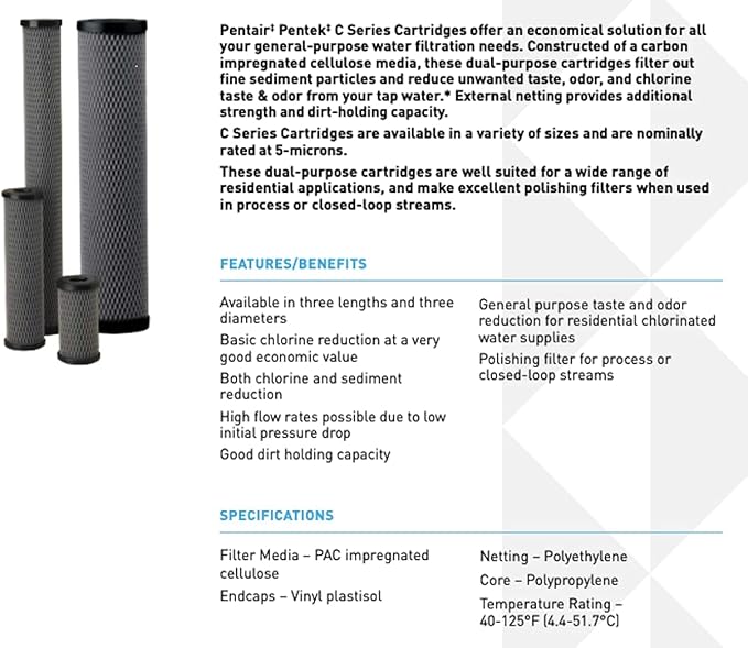 Pentair Pentek C2 Carbon Water Filter, Under Sink Dual Purpose Powdered - Image 4