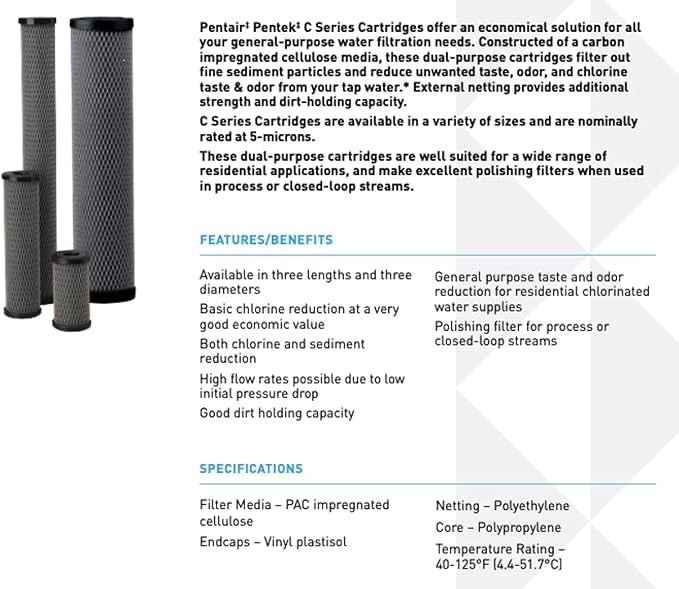 Pentair Pentek C1-20BB Big Blue Carbon Water Filter, Whole House Heavy Duty - Image 2
