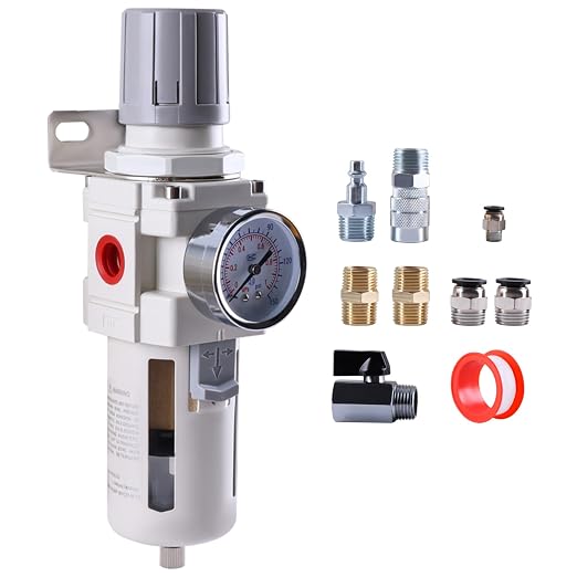 1/2 Inch NPT Air Filter Regulator Combo Piggyback, Air Compressor Water by Unknown