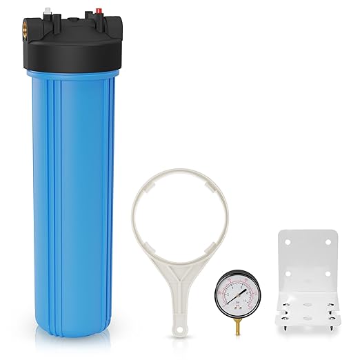 Max Water 20" x 4.5" Whole House Water Filter Housing, Big Filter Blue by MaxWater
