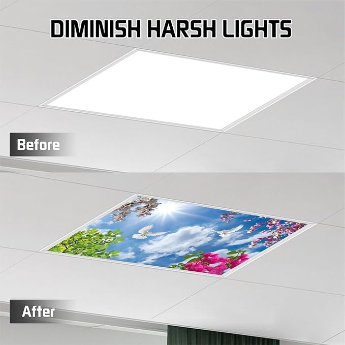 2PCS Fluorescent Light Covers for Classroom Ceiling Lights Magnetic Light Covers - Image 6