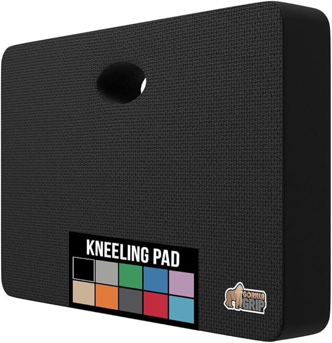 GORILLA GRIP Extra Thick Patent Pending Soft Foam Kneeling Pad, Supportive Large Cushion Knee Pads for Gardening, Baby Bath Time, Dirt and Water Resistant, Workout and Garden Supplies, 17.5x11, Black