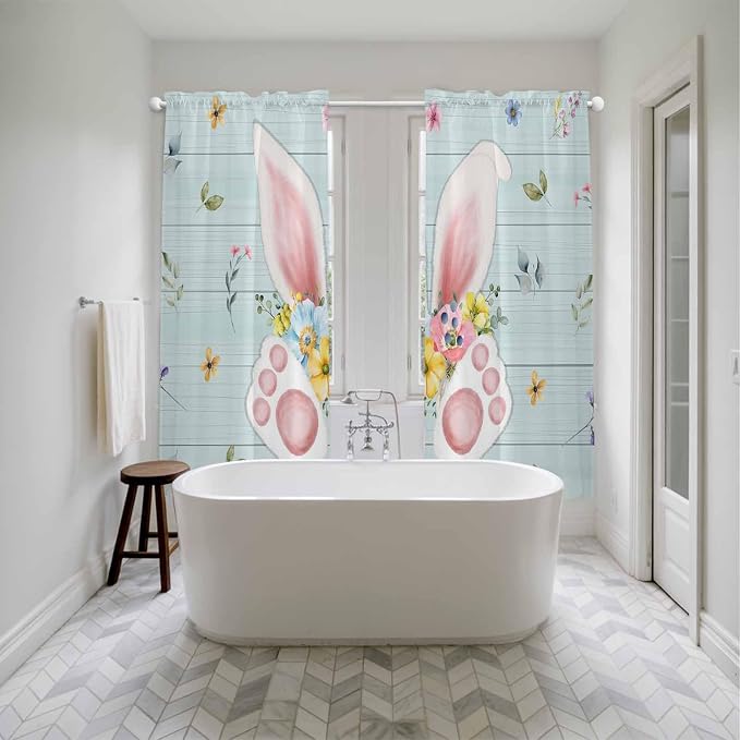 Easter Window Curtains 72 Inch Long 2 Panel Set, Rod Pocket Long Curtains & - Image 5