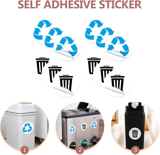 DOITOOL 12pcs Trash Can Recycling Stickers PVC Waste Sorting Decals Removable - Image 5