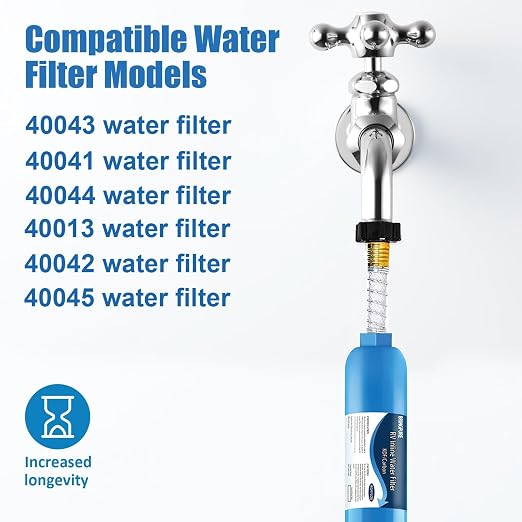RV Inline Water Filter with Flexible Hose Protector, Certified by NSF to Reduce - Image 2