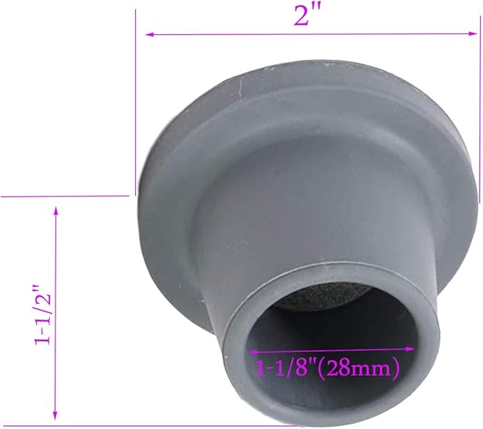 Replacement Feet for Shower Chair Bath Seat, Shower stools and Transfer Bench, Non-Skid Shower Bench and Tub Transfer Benches Rubber Suction Cup Feet, Metal Insert Reinforced (1-1/8" I.D, Grey)