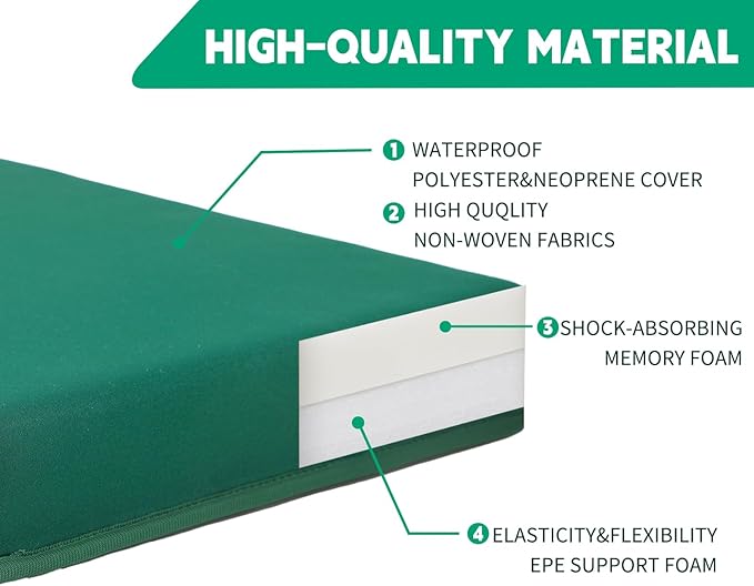 Kneeling Pad, Soft Foam Cushion for Knee Support, Water Resistant, Gardening, Baby Bath, Workout Supplies, Lightweight(Green)