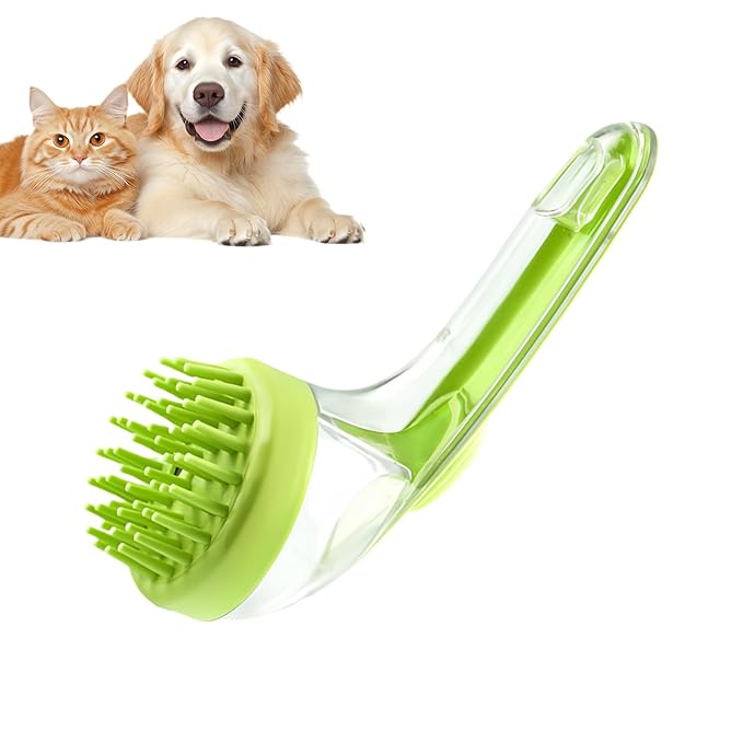 Pet Bathing Brush – Gentle Dog And Cat Scrubber With Integrated Soap Dispenser, Massage Cleansing Tool | Perfect For Puppies Kittens Cats, Home Use, Travel, Pool And Beach Bathing, Grooming Sessions