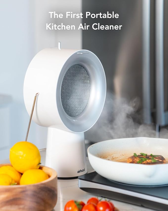 AirHood Wired Range Hood Portable Kitchen Exhaust Fan, Ivory White | Dual oil - Image 2