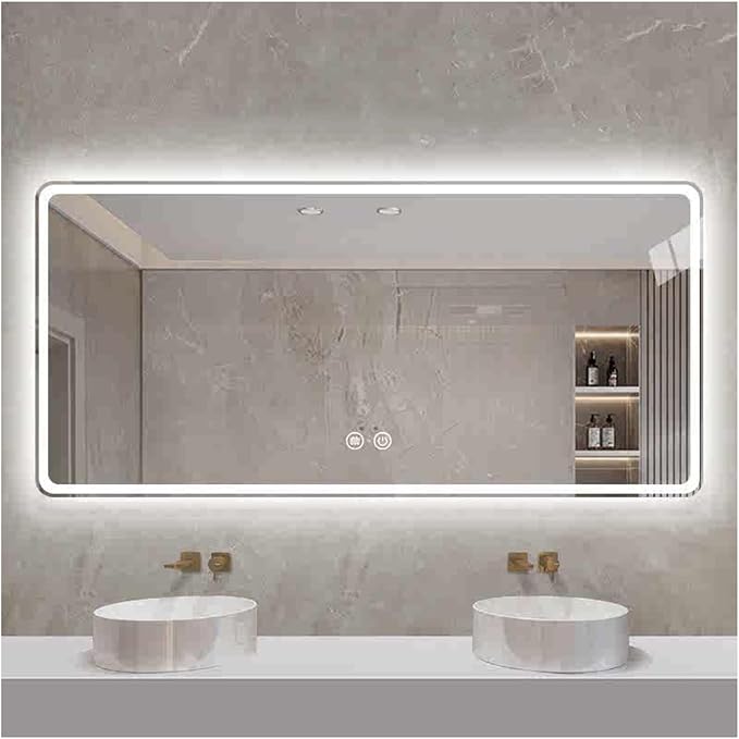 Smart Illuminated LED Bathroom Mirror，Bathroom Mirror by ZXCASDF