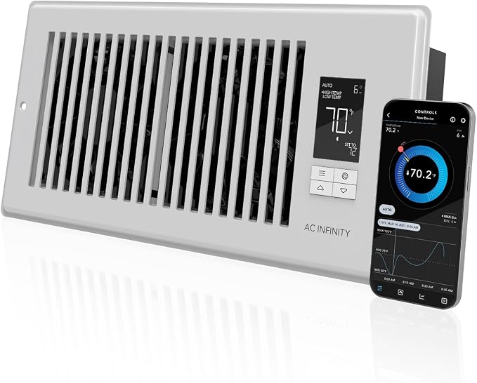 AC Infinity AIRTAP T4 White, Register Booster Fan by ACInfinity