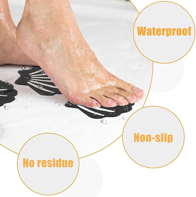 Bathtub Stickers Non Slip, Shell Shaped Tubs Safety Shower Treads, Adhesive Sticker for Bathroom Bathtub, Shower Floor,Grey (30Pcs)