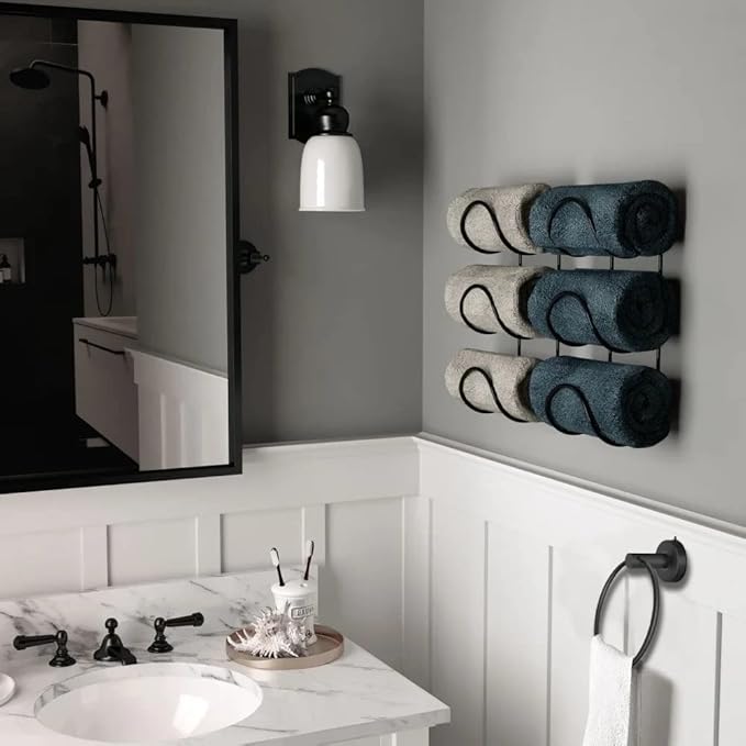 DGYB Suction Cup Towel Ring Matte Black Hand Towel Holder for Bathroom Wall SUS 304 Stainless Steel Kitchen Towel Hanger