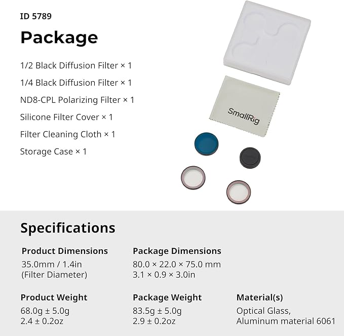 SmallRig Nano Filters Kit for DJI Osmo Nano, Including 1/2 Black Diffusion - Image 7