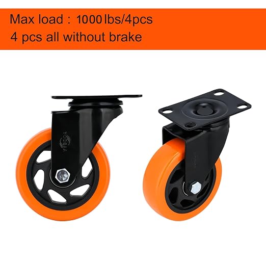 YOOGAA 4" Heavy Duty Caster Swivel Caster Wheels No Noise 360 Degree Rotation - Image 5