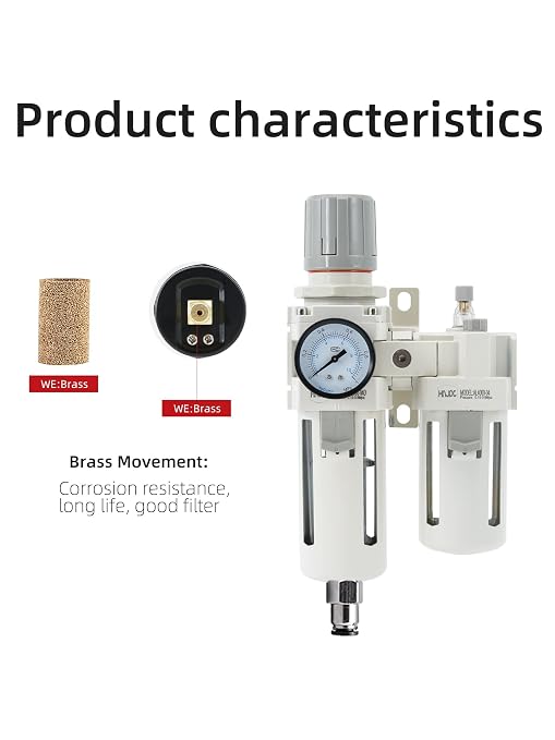1/2" PT Compressed Air Filter Regulator Lubricator Combo Water/Oil Trap - Image 3