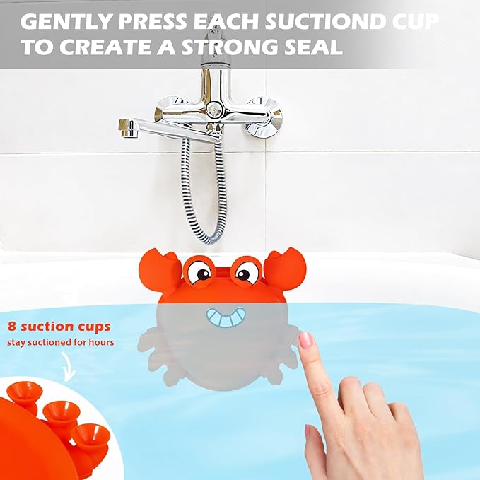 Koluti Bathtub Overflow Drain Cover, Silicone Fun Grab Bath Tub Drain Stopper with 8 Suction Cups, Bathroom Essentials Spa Accessories Gift, Orange