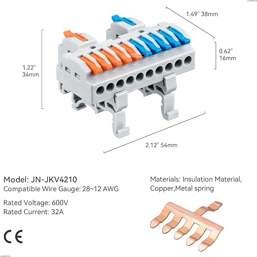 6pcs DIN Rail Terminal Blocks, DIY Splicing Wire Connectors - Image 5