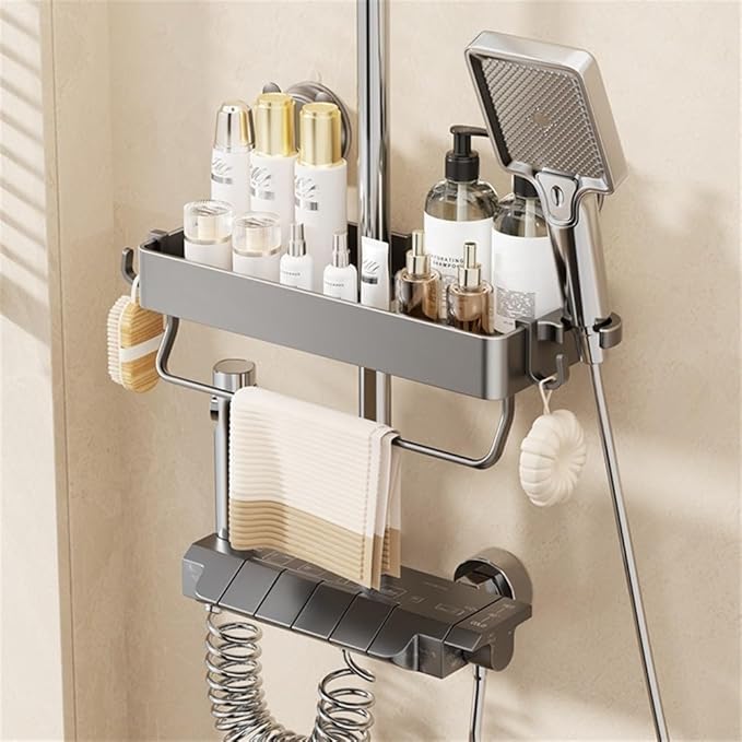 Suction Cup Wall Mounted Suction Shower Rack Organizer No Drilling Shelf Basket For Bathroom Shower Caddy Storage Rack Kitchen Organizer For Smooth Walls