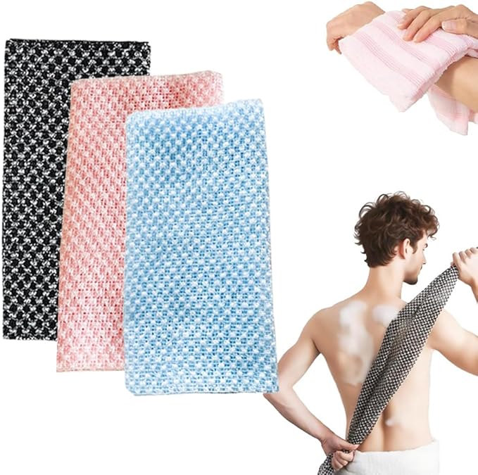 3PCS Exfoliating Shower Towel,2026 New Premium Scrub Wash Back Bath Cloth for Body Face,Exfoliating Washcloth Back Body Scrubber for Home（#Grid）