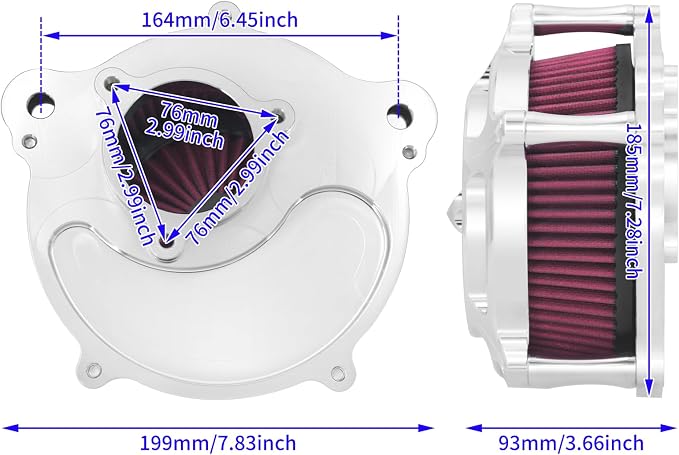 HDBUBALUS Motorcycle CNC Spike Air Cleaner Air Filter Intake System Filter - Image 5