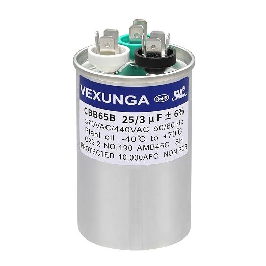 VEXUNGA 25/3 uF 25+3 MFD 370VAC or 440VAC Dual Run Start Round A/C Capacitor by VEXUNGA