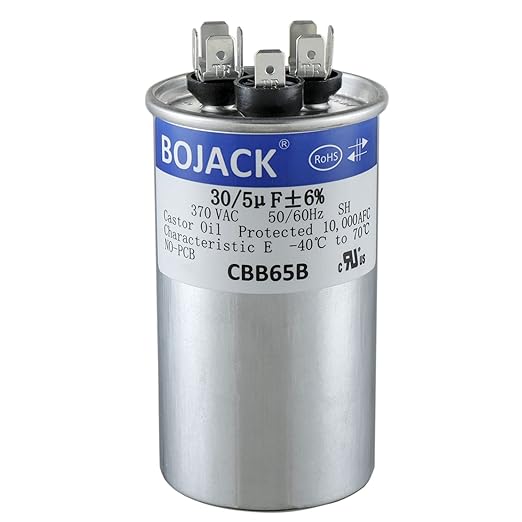 BOJACK 30+5uF 30/5MFD ±6% 370V CBB65 Dual Run Circular Start Capacitor by BOJACK