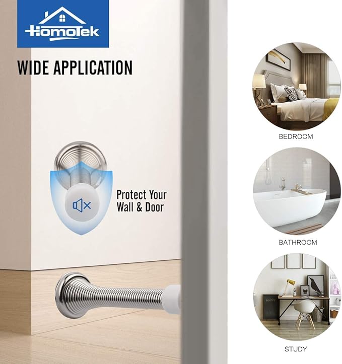 HOMOTEK 36 Pack Spring Door Stopper with Rubber Bumper Satin Nickel 3-1/8" Flexible Spring Heavy Duty Wall Door Stop Low Mounted Door Bumper for Home (Satin Nickel)