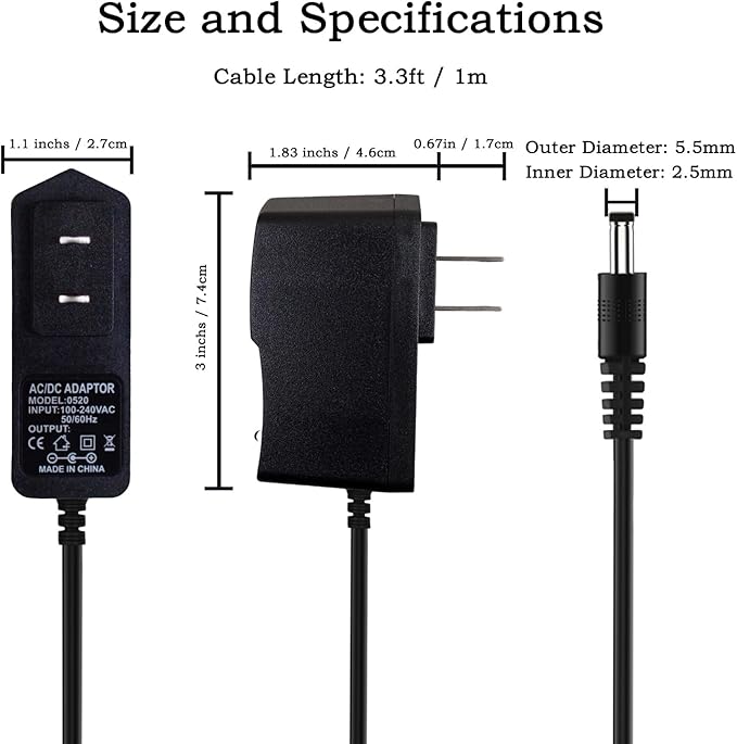 9V 2A Power Supply Adapter 18W, AC 100-240V to DC 9V 2A, 5.5x2.5mm Center - Image 2