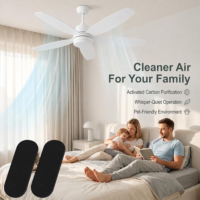 8 Pack Ceiling Fan Filters for Blades, Activated Coconut Carbon Fan Blade Air - Image 4