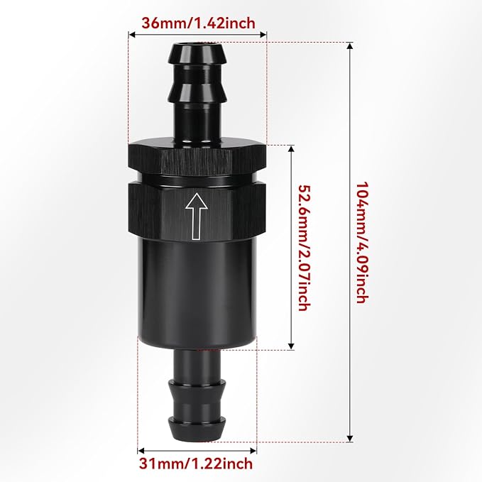 1/2" Billet Inline Fuel Filter 30 Micron Aluminum Black - Image 2