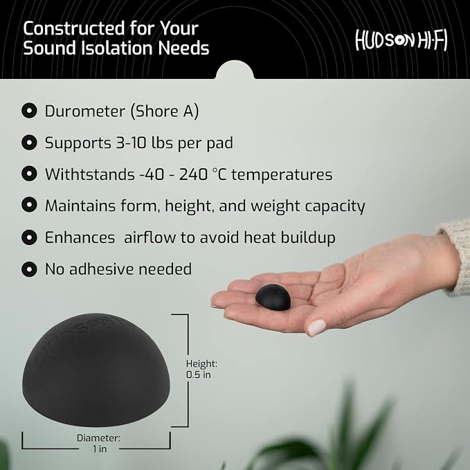 Hudson Hi-Fi Speaker Isolation Feet – Adhesive Silicone Anti-Vibration Pads - Image 4