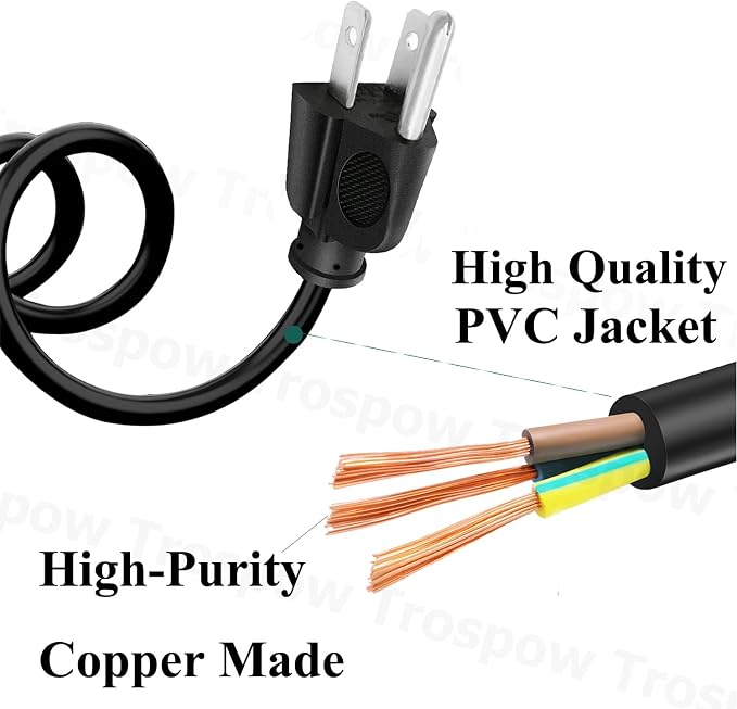 3 Pin Power Cord Replacement for Basvacsh 840S, hadlook CQ-48g Air Purifier AC - Image 3