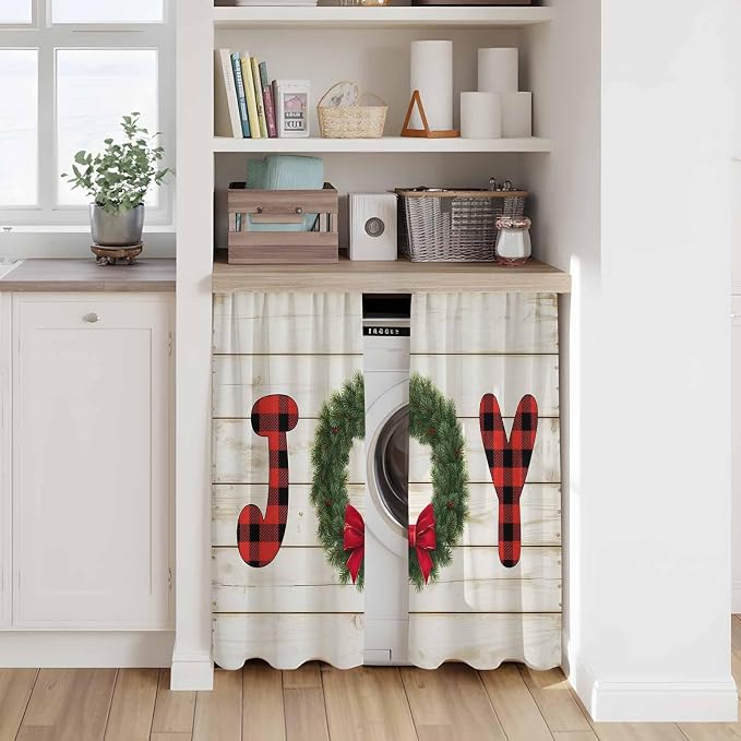 Christmas Wreaths Kitchen Tier Curtains 45 Inch Long 2 Panel Set, Rod Pocket - Image 7