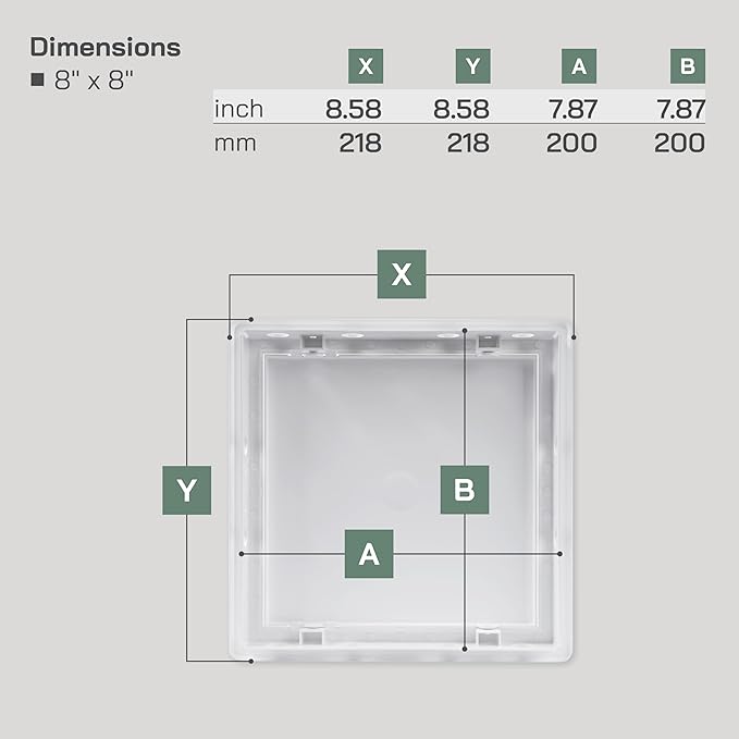 Vent Systems 8x8 Access Panel - Easy Access Doors - ABS Plastic - Access Panel for Drywall, Wall and Ceiling Electrical and Plumbing Service Door Cover - Exterior Dimensions 8.7x8.7 Inches