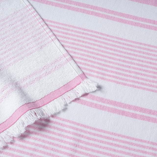 Maisonette Turkish Bath & Beach Towels - 2 Pack (36"x71"), Quick-Dry Cotton Peshtemal for Bath, Beach, Travel, Absorbent, Lightweight, Bathroom, Hammam, and Spa Towels with Eyelash Fringe, Pink