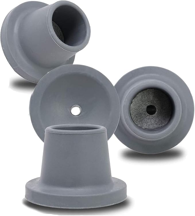 Replacement Feet for Shower Chair Bath Seat, shower stools and transfer bench, non-skid Shower Bench and Tub Transfer Benches Rubber Suction Cup Feet, Metal Insert Reinforced(Pack of 4) (1" I.D, Grey)