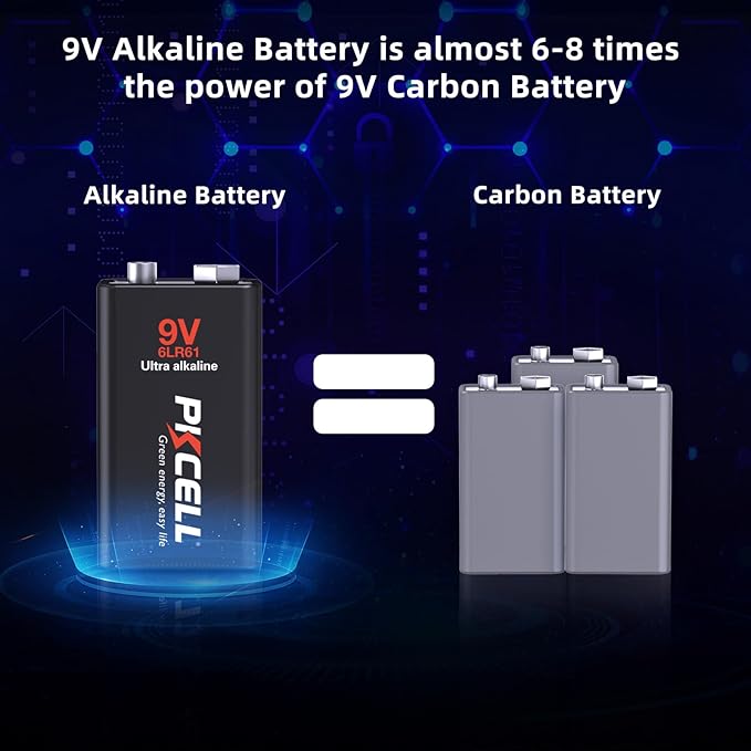 PKCELL 9 Volt Batteries 12 Pack, 9V Batteries Ultra Alkaline 6LR61 9V Battery - Image 2