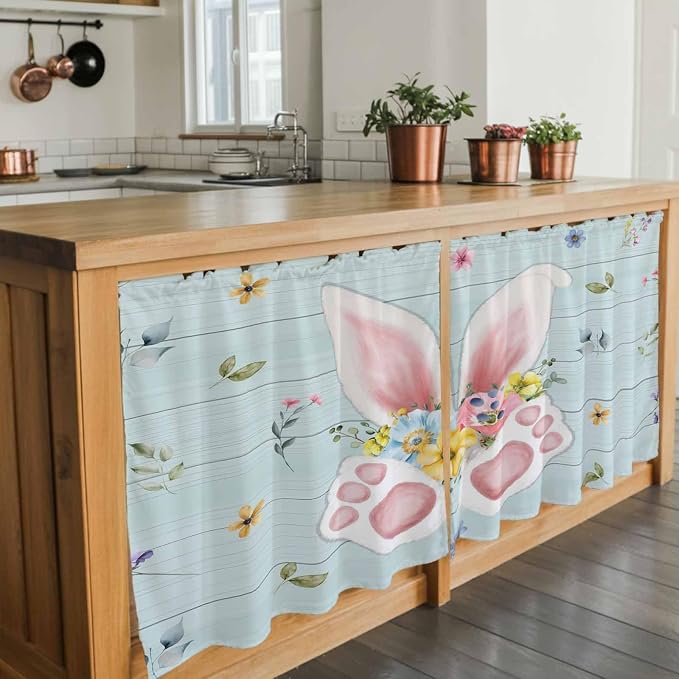 Easter Kitchen Tier Curtains 24 Inch Long 2 Panel Set, Rod Pocket Cafe Small - Image 7